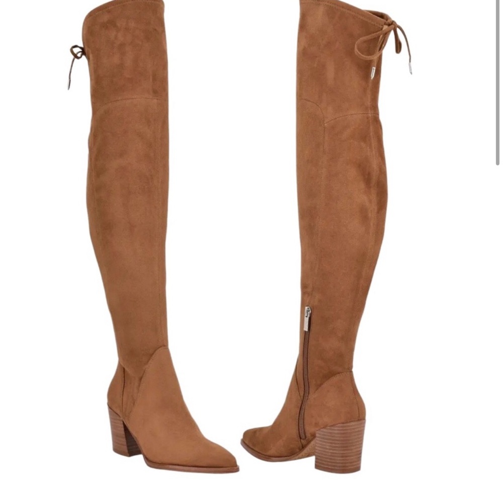 Marc Fisher Comara Over The Knee Pointed Toe Boot Cognac Suede Size 9